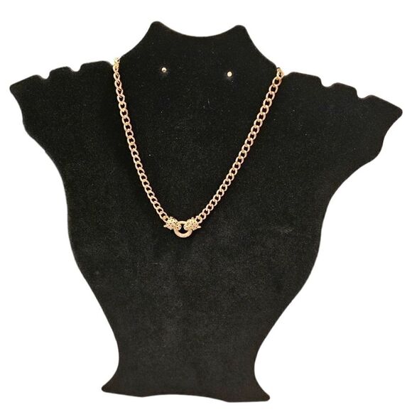 18k Gold Filled Classic Leopard Green Eye Black Cubic Zirconia Necklace - Picture 4 of 13